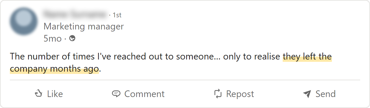 A LinkedIn post, name hidden